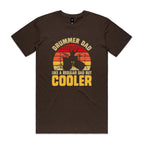 Drummer Dad, Like A Regular Dad But Cooler Men's AS Colour T-shirt Dark Chocolate Mens T-shirt Dad Music Printed In Australia