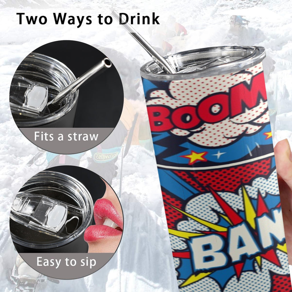 Comic Book 20oz Tall Skinny Tumbler with Lid and Straw
