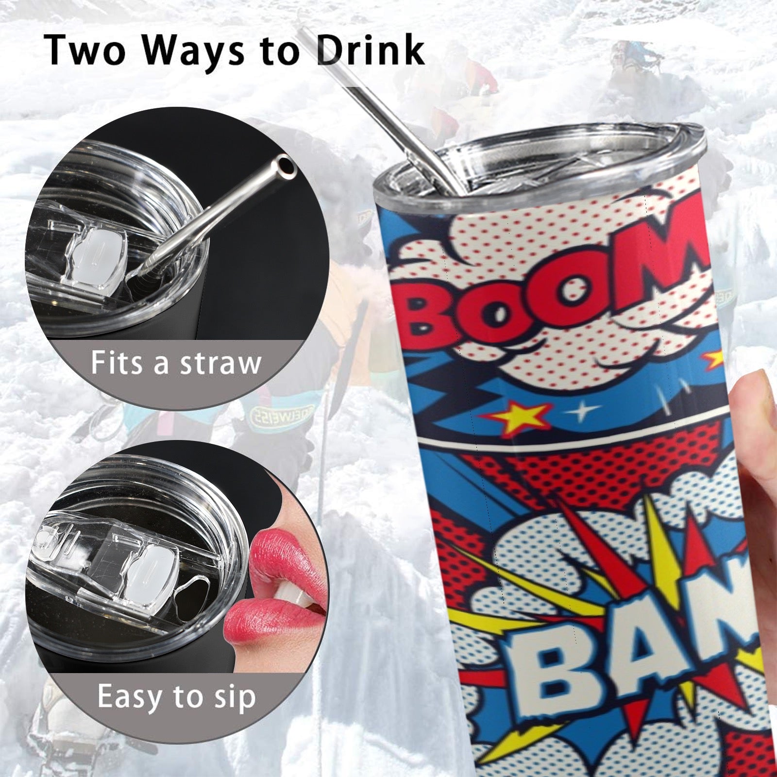 Comic Book 20oz Tall Skinny Tumbler with Lid and Straw