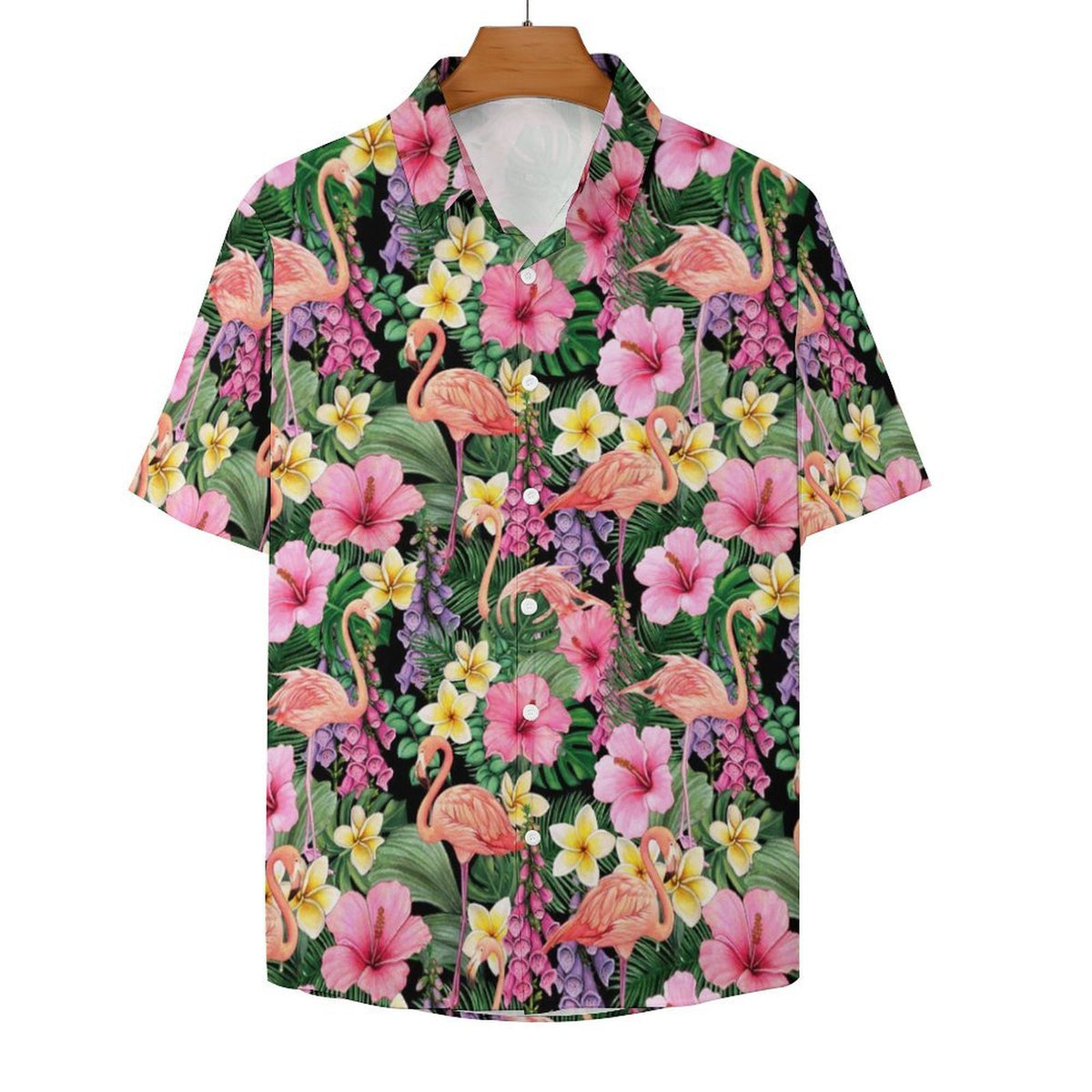 Flamingo Jungle Women's Collared Pocketless Short Sleeve Shirt