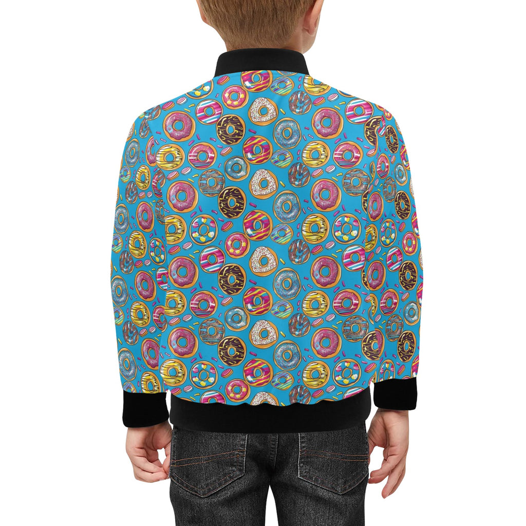 Doughnuts On Blue Kids Bomber Jacket