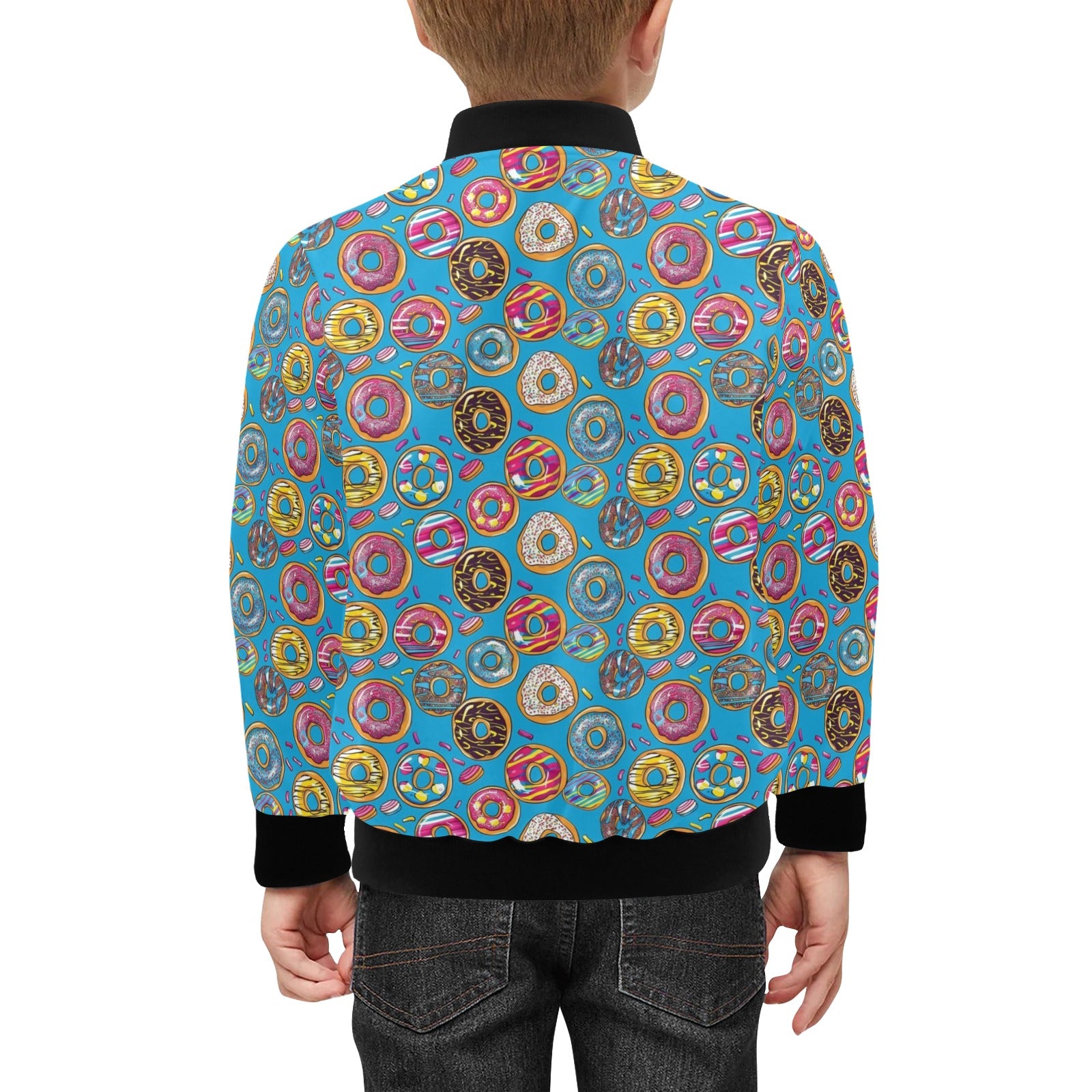 Doughnuts On Blue Kids Bomber Jacket