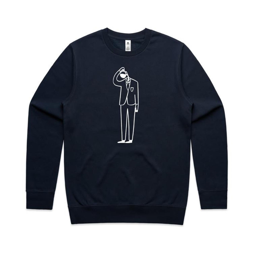 Coffee Brain - AS Colour Stencil Crew Sweatshirt Navy Sweatshirt Coffee Printed In Australia