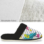 Ugly Bananas Women's Fur Trim Thick-Sole Indoor Slippers Women's Fur Trimmed Slippers Food Printed Offshore