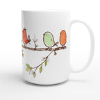 Birds On A Branch - White 15oz Ceramic Mug 15oz Mug animal Globally Fulfilled