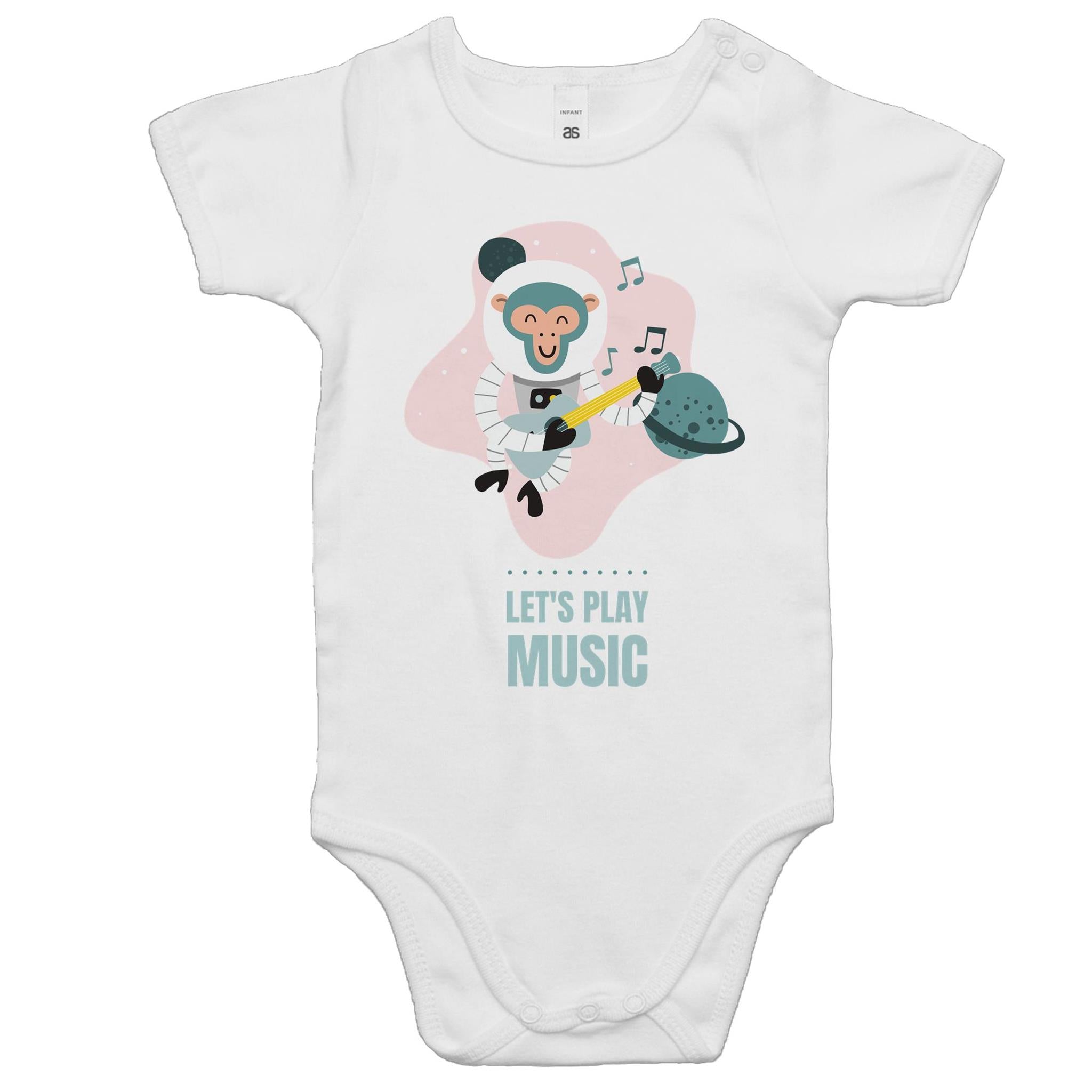 Monkey Music - Baby Bodysuit White Baby Bodysuit Printed In Australia