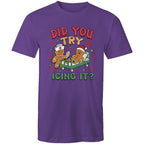 Funny Gingerbread, Did You Try Icing It - Mens T-Shirt Purple Mens Christmas T-shirt Christmas Printed In Australia