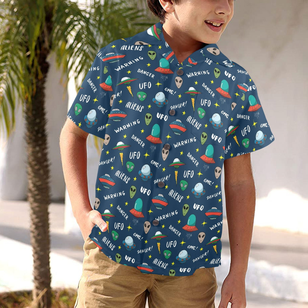 UFO's And Aliens Junior Kids Hawaiian Shirt