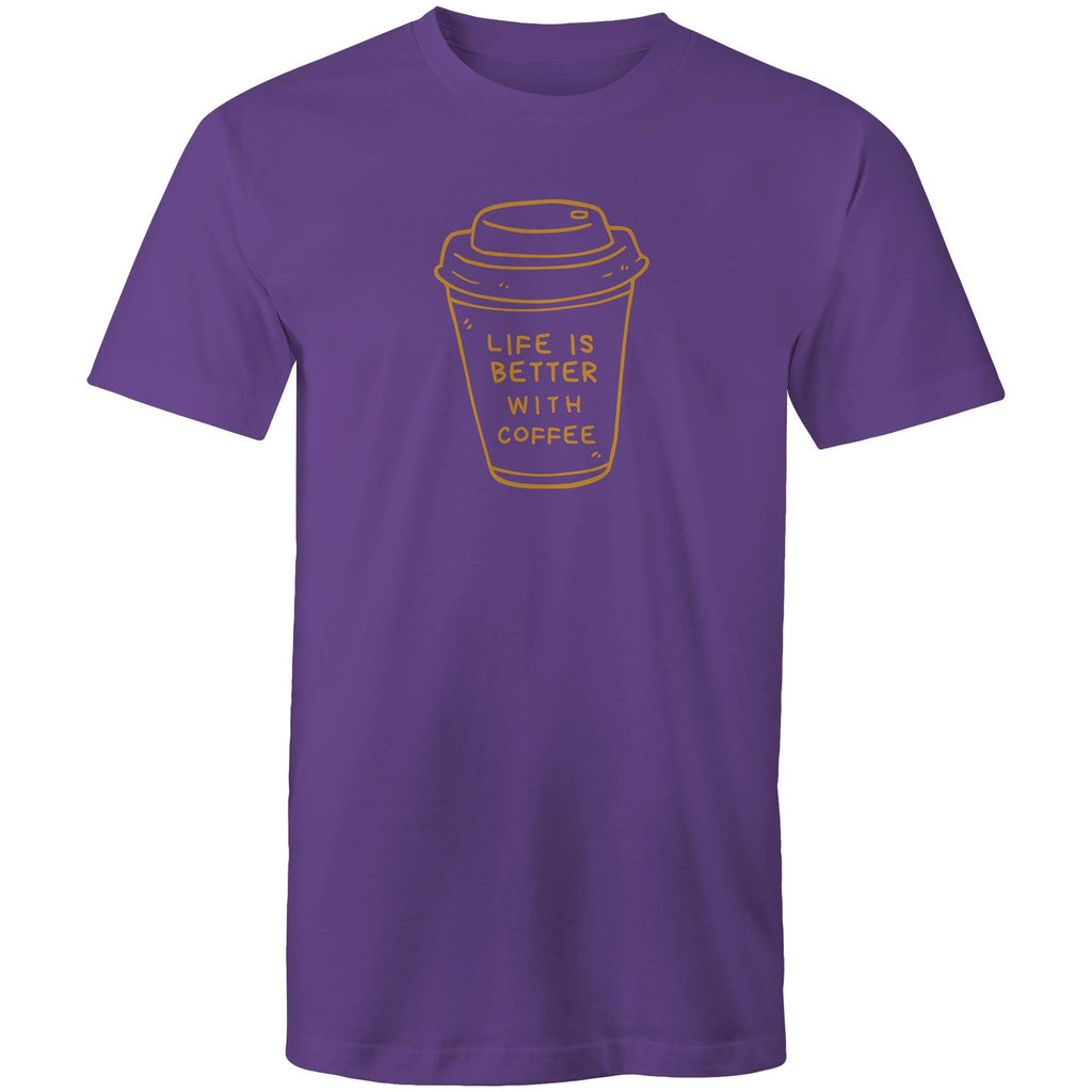 Life Is Better With Coffee - Mens T-Shirt Purple Mens T-shirt Coffee Printed In Australia