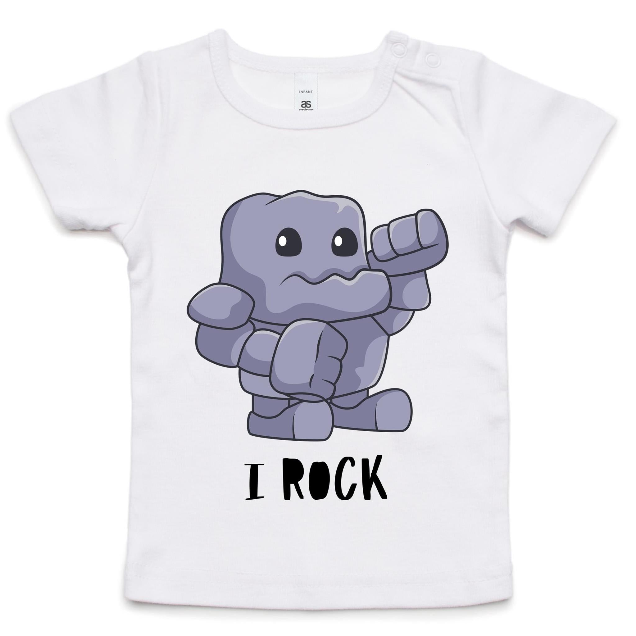 I Rock - Baby T-shirt White Baby T-shirt Music Printed In Australia