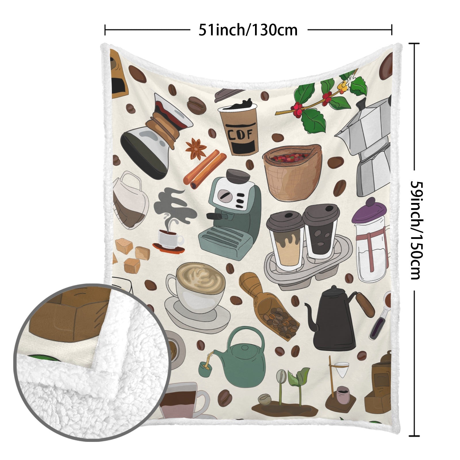 All The Coffee - Double-Layer Fleece Blanket 51"x59"