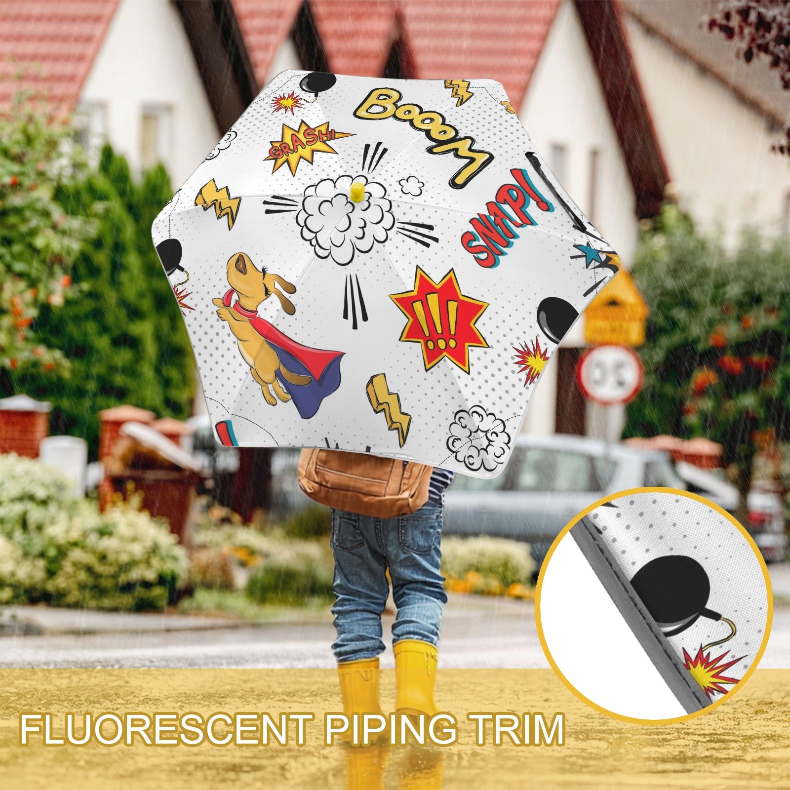 Super Dog Kids Safe Round Corner Umbrella Kids Safe Round Corner Umbrella comic Printed Offshore