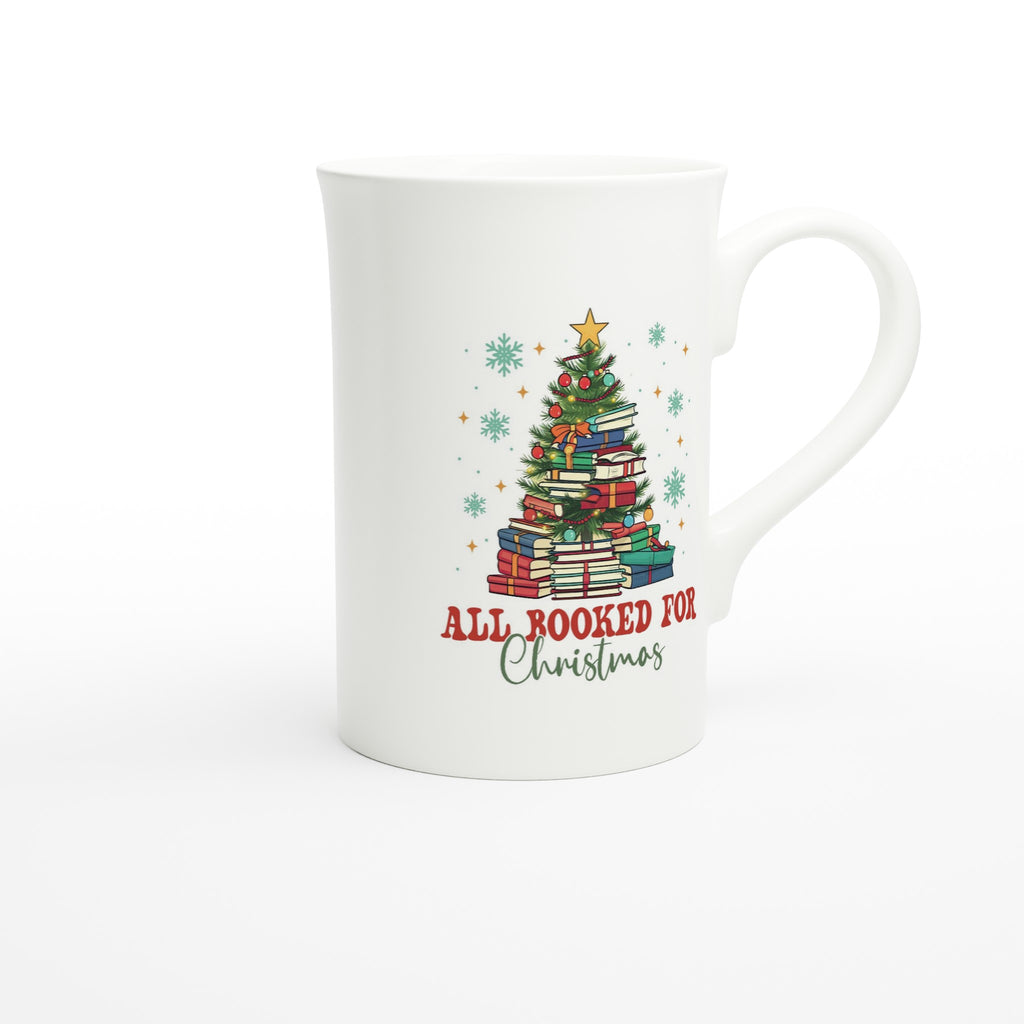 All Booked For Christmas White 10oz Porcelain Slim Mug Porcelain Mug