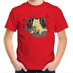 Cat Bass Player - Kids Youth T-Shirt Red Kids Youth T-shirt animal Music Printed In Australia