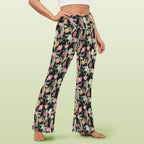 Tulips High Waist Crossover Tummy Control Flare Leggings High Waist Flare Leggings Plants Printed Offshore