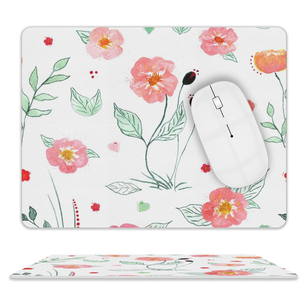 Blossoms Leather Mouse Pad white One size Leather Mouse Pad Plants Printed Offshore
