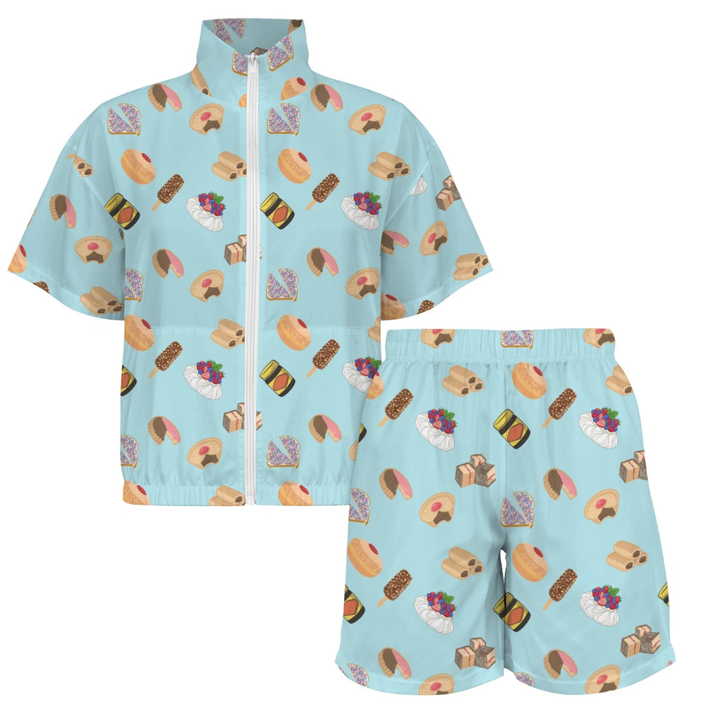 Classic Aussie Food Icons Women's Windbreaker Short Set