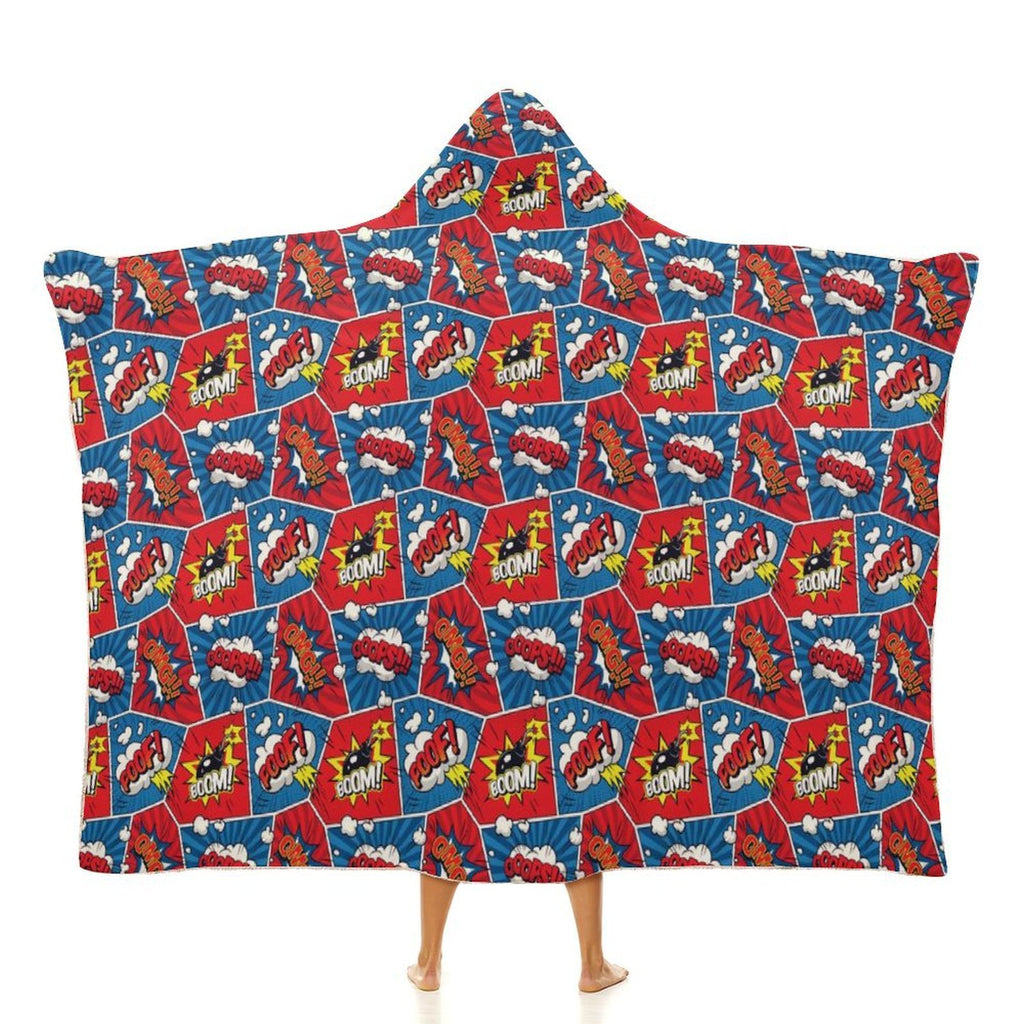 Comic Book Cells Kids Hooded Blanket 100cm x 130cm white 40"×50" Kids Hooded Blanket comic Printed Offshore