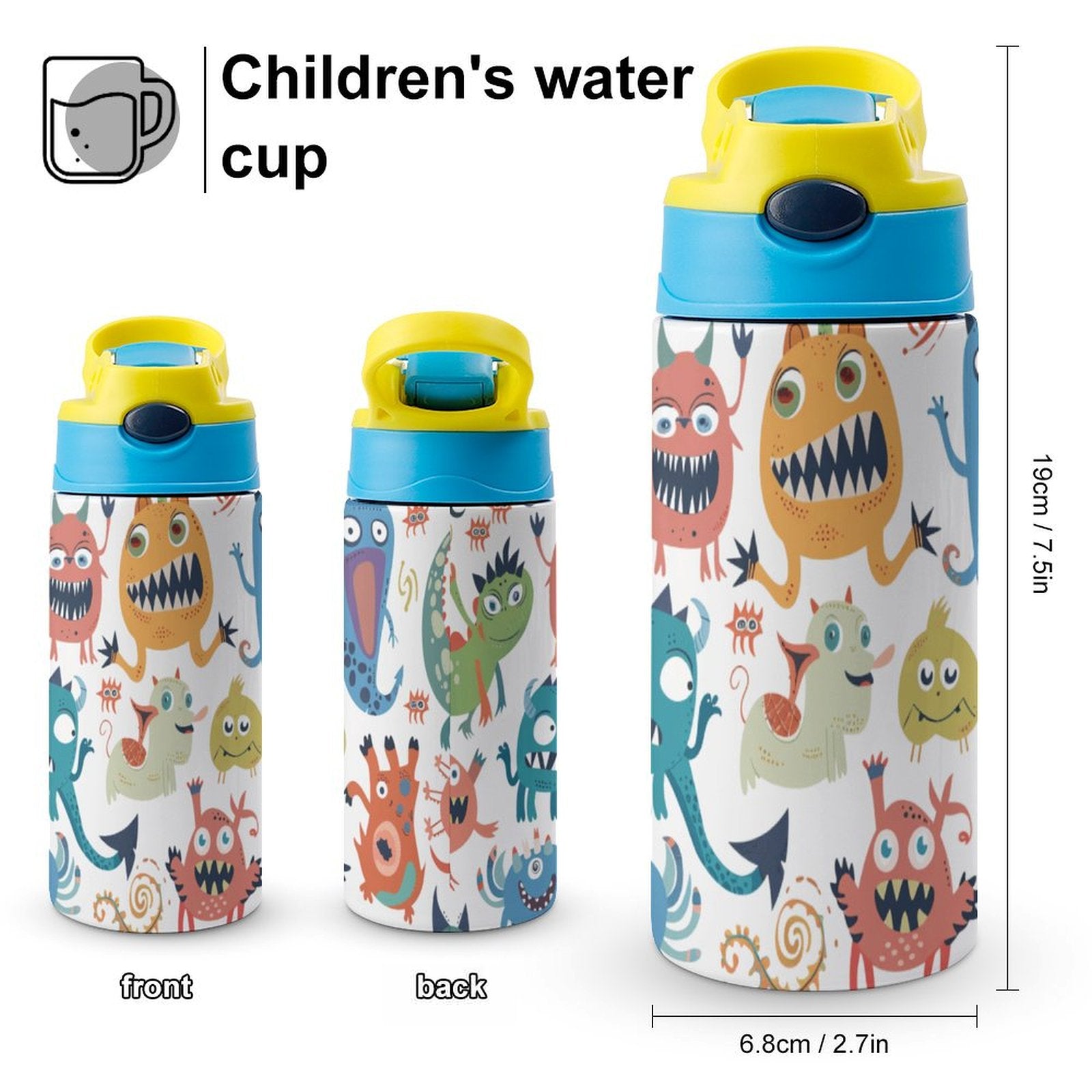 Monster Time - Little Kids Water Bottle Little Kids Water Bottle Printed Offshore Sci Fi