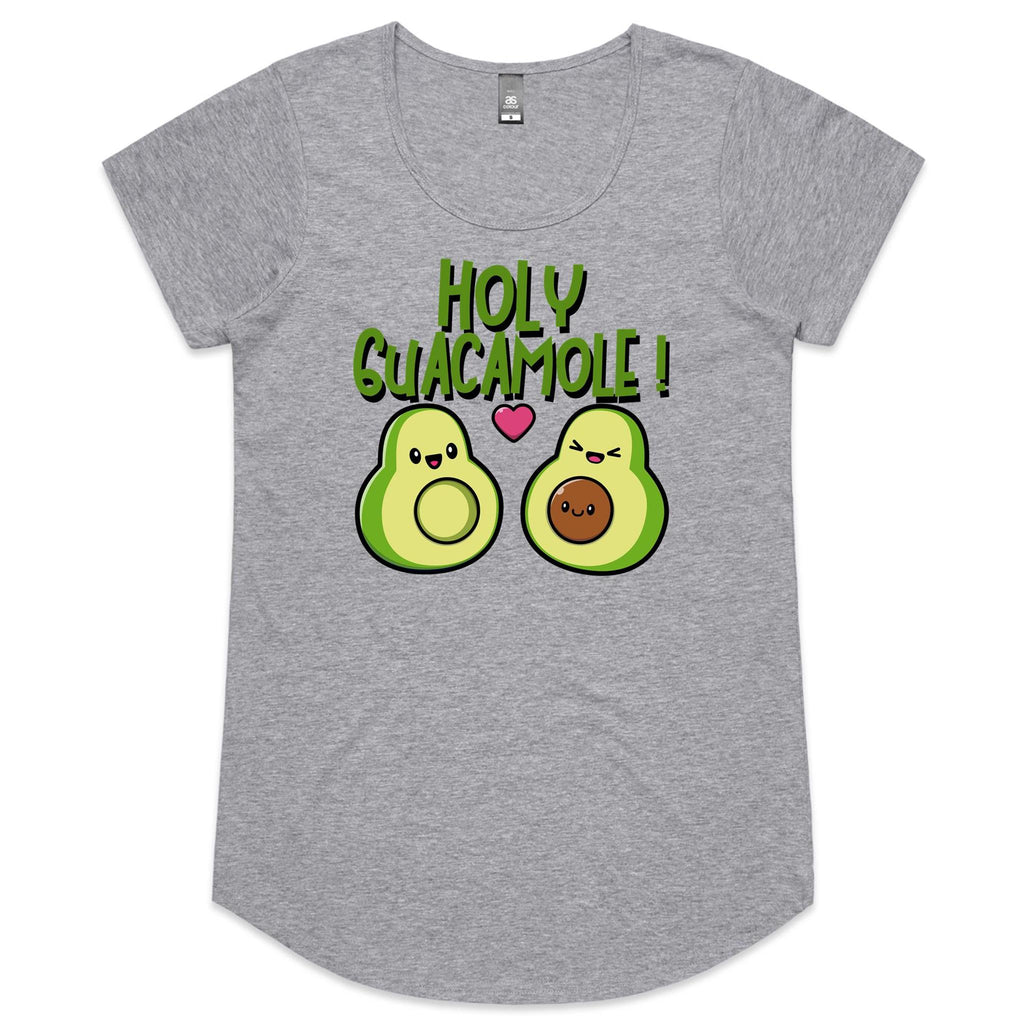 Holy Guacamole, Pregnant Avocado - Womens Scoop Neck T-Shirt Grey Marle Womens Scoop Neck T-shirt Food Printed In Australia