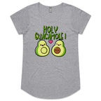 Holy Guacamole, Pregnant Avocado - Womens Scoop Neck T-Shirt Grey Marle Womens Scoop Neck T-shirt Food Printed In Australia