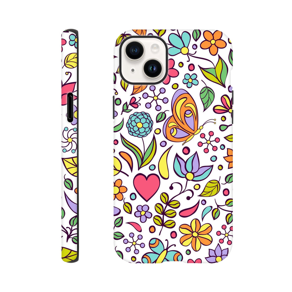 Quirky Butterfly Flowers - Apple iPhone Tough case iPhone 14 Plus iPhone Tough Case animal Globally Fulfilled