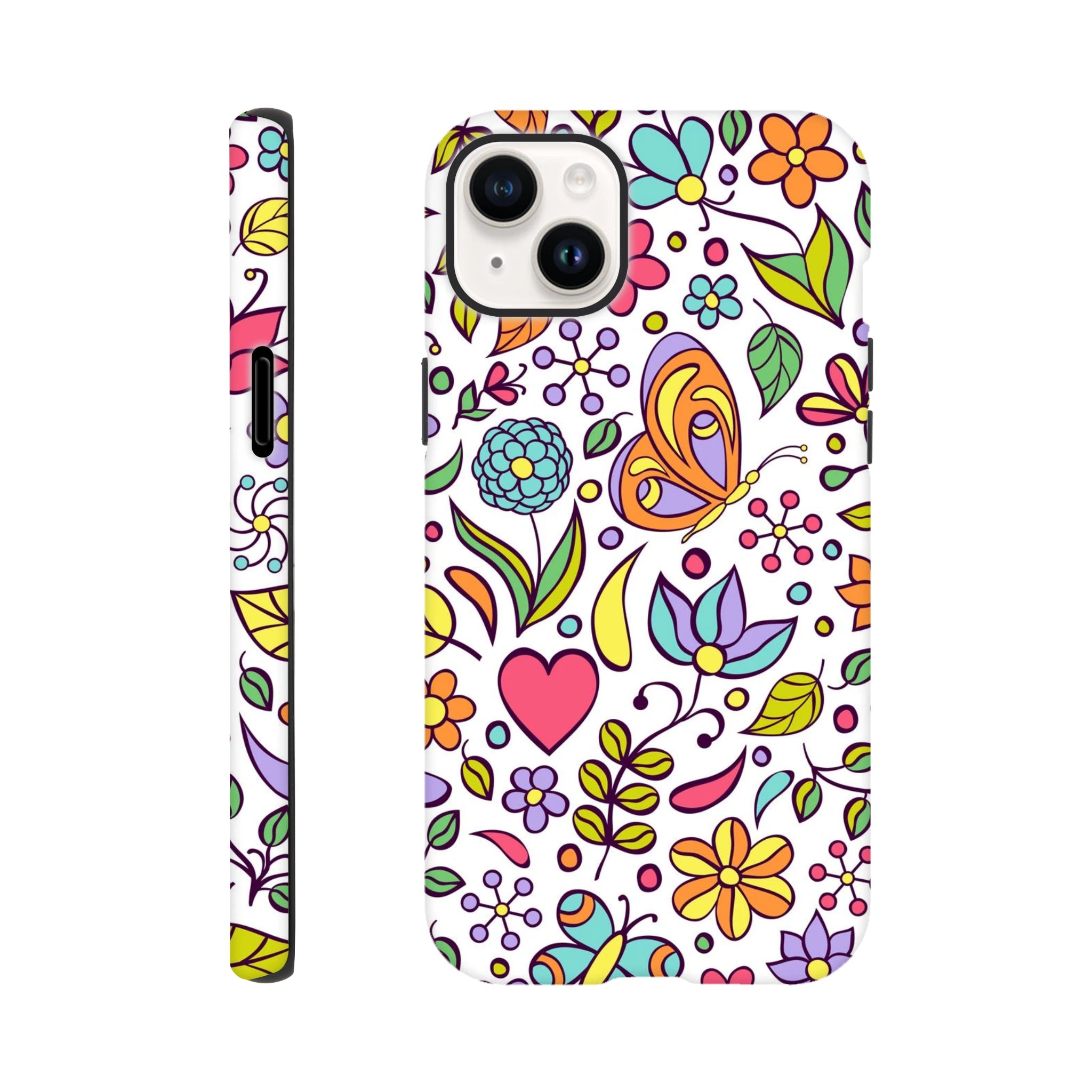 Quirky Butterfly Flowers - Apple iPhone Tough case iPhone 14 Plus iPhone Tough Case animal Globally Fulfilled