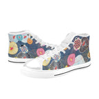 Abstract Floral - Women's High Top Canvas Shoes