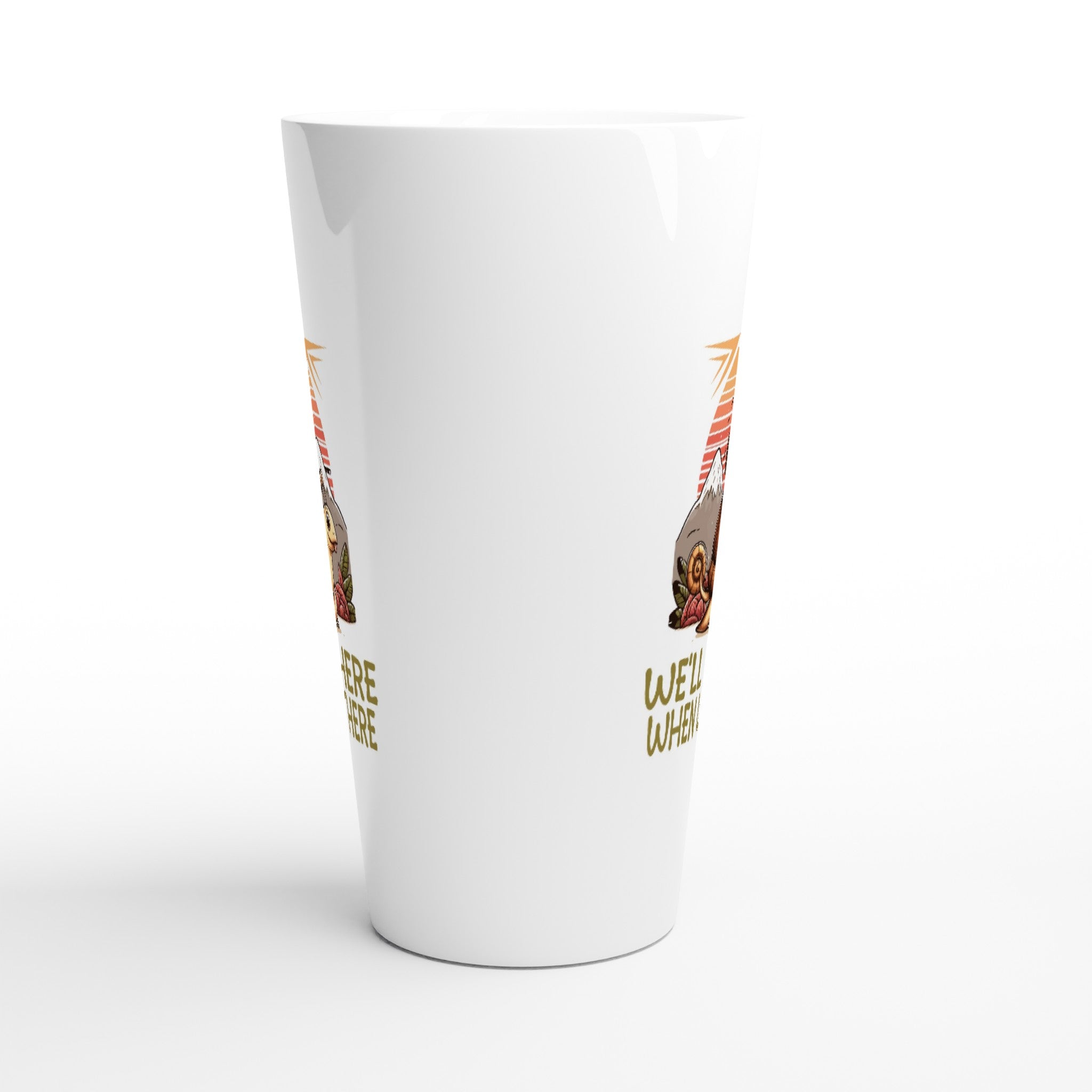 Sloth Race, We'll Get There When We Get There - White Latte 17oz Ceramic Mug Latte Mug animal Globally Fulfilled