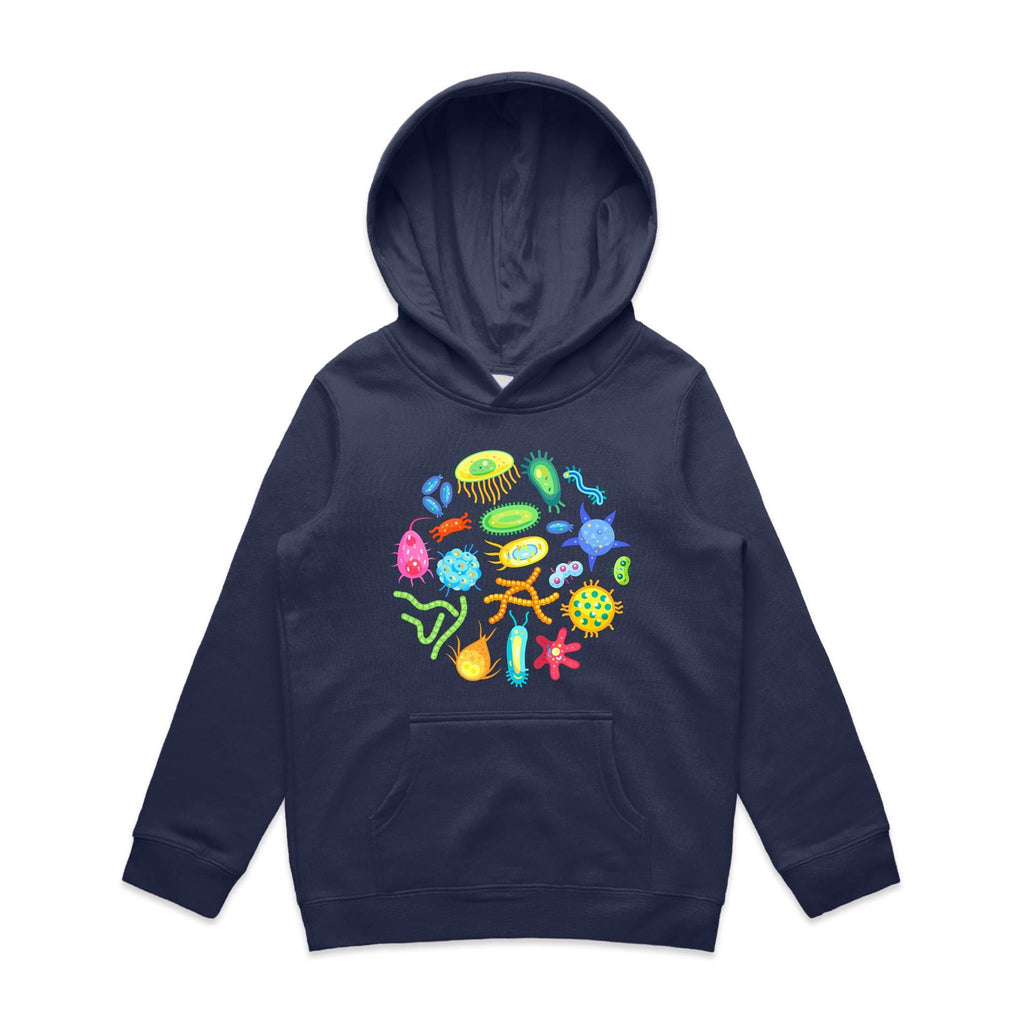 Under The Microscope - Kids Hoodie Midnight Blue Kids Hoodie Printed In Australia