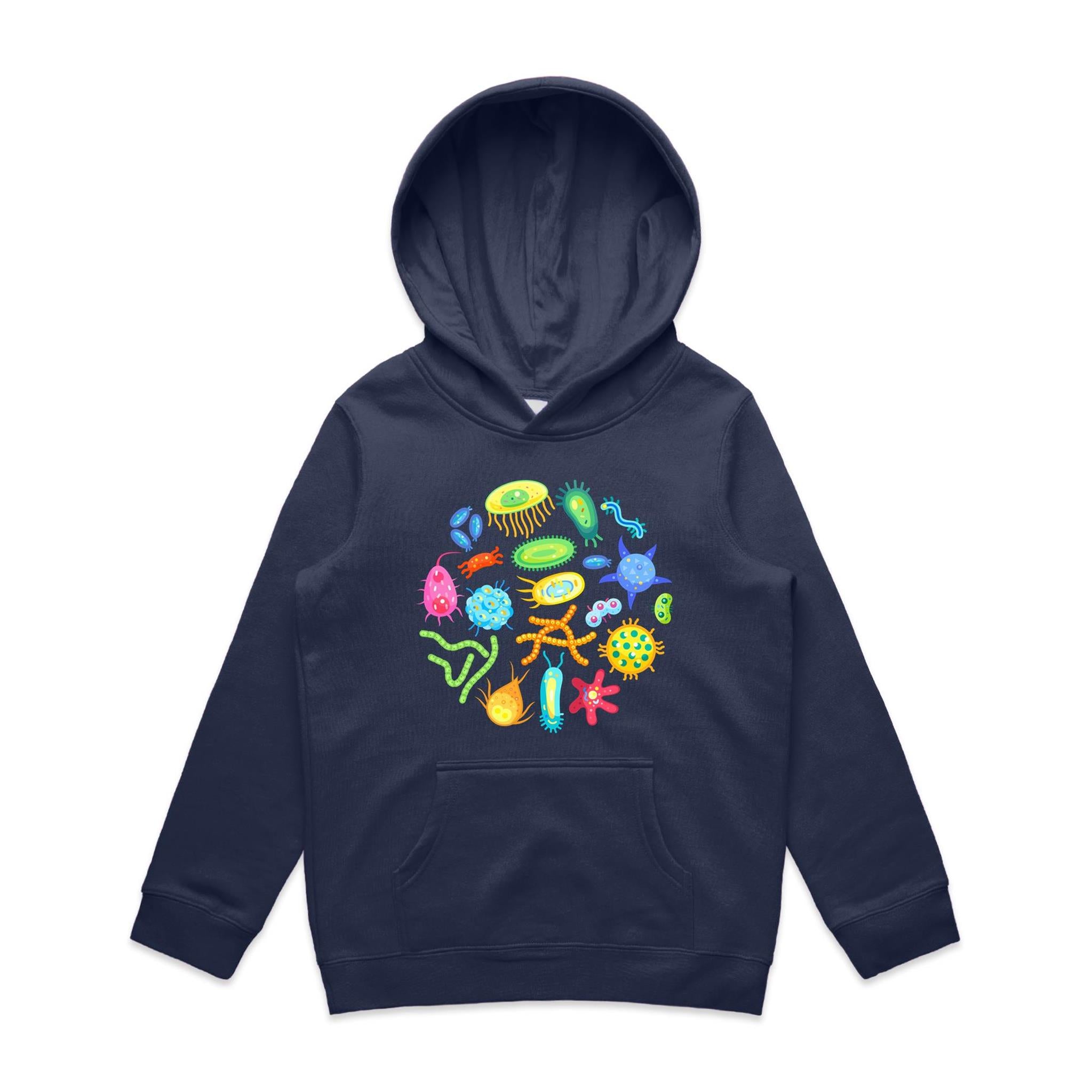 Under The Microscope - Kids Hoodie Midnight Blue Kids Hoodie Printed In Australia