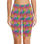 Bright And Bold Flowers Women's Bike Shorts With Side Pockets Women's Bike Shorts Plants Printed Offshore