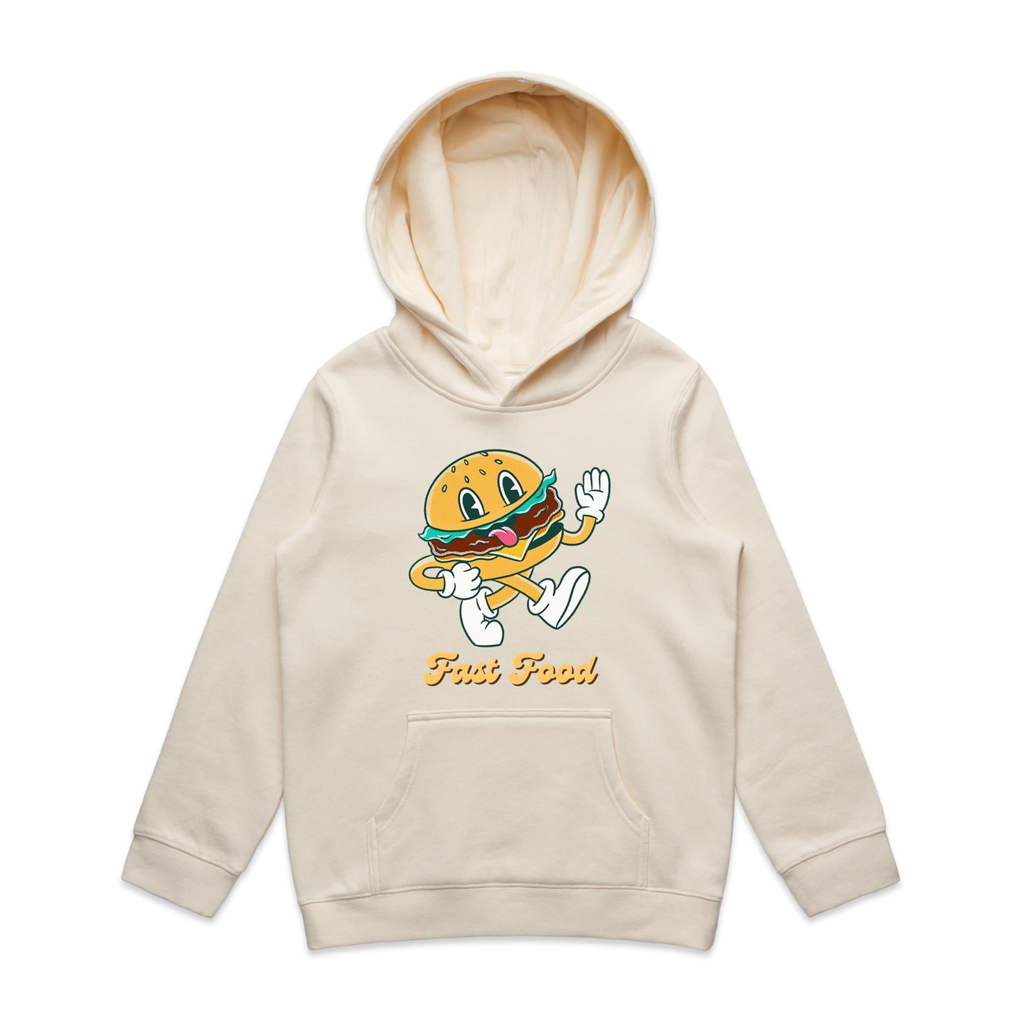 Fast Food - Kids Hoodie Ecru Kids Hoodie Printed In Australia