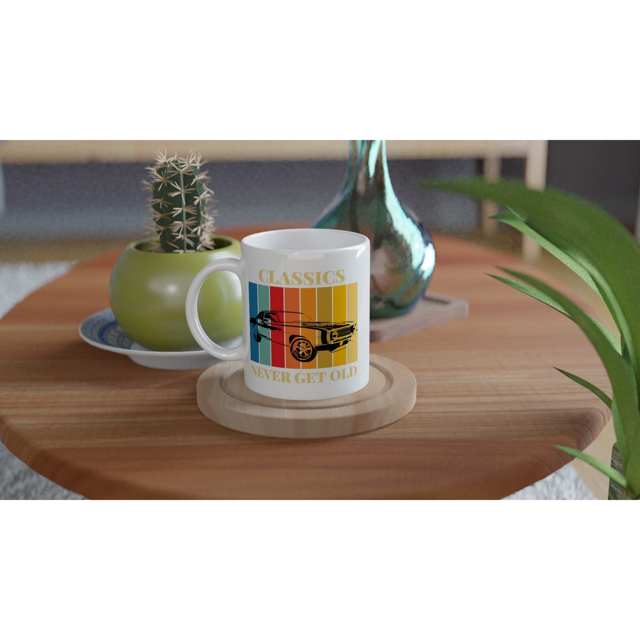 Classics Never Get Old White 11oz Ceramic Mug White 11oz Mug Dad Globally Fulfilled