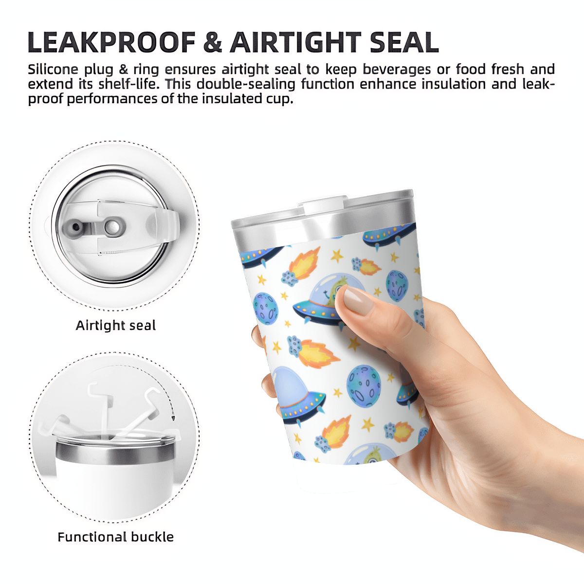 UFO's Small Stainless Steel Travel Mug Cup 12oz/350ml