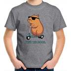 Just Be Cool, Capybara - Kids Youth T-Shirt Grey Marle Kids Youth T-shirt animal Printed In Australia