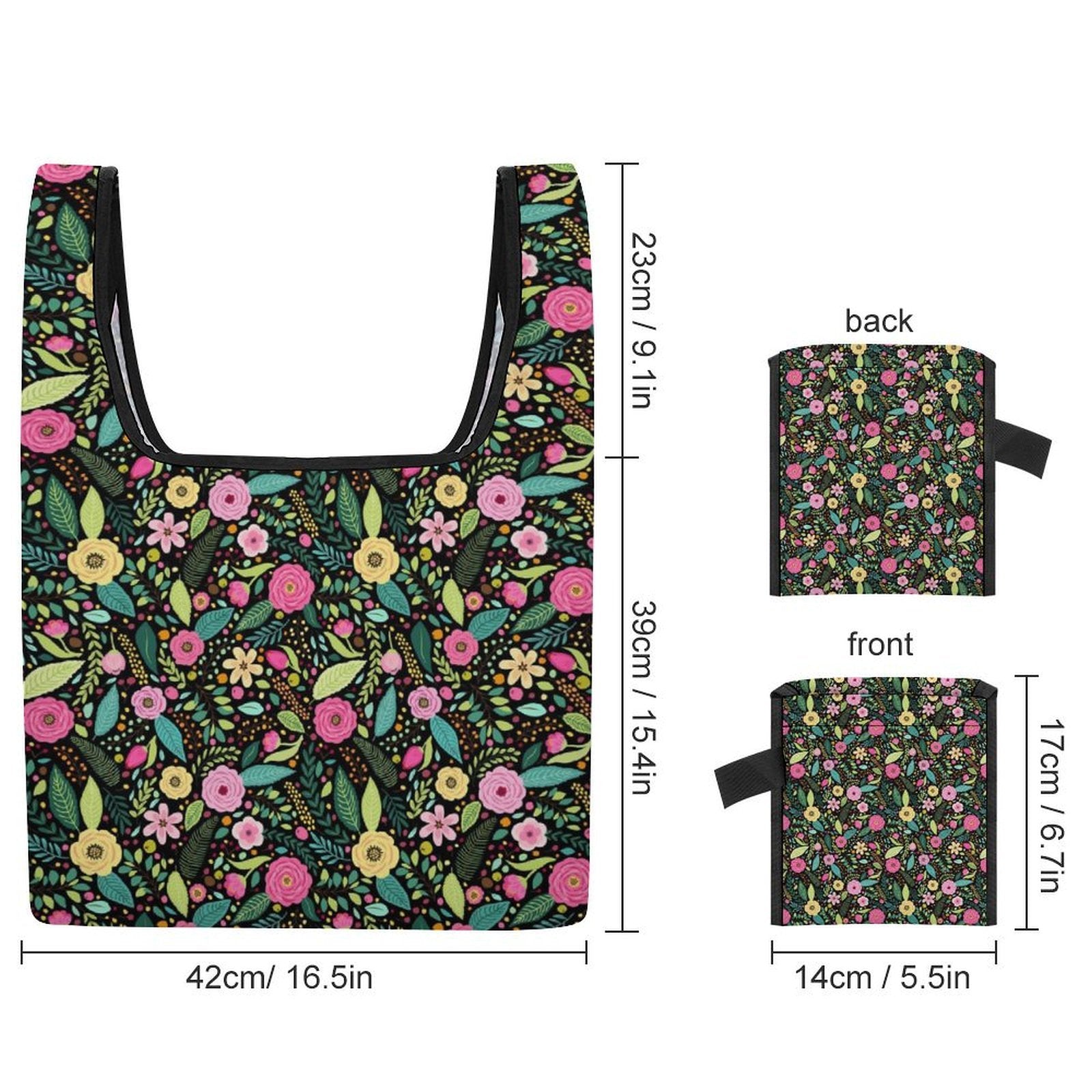 FoldableBright Floral And Leaves Foldable Shopping Bag