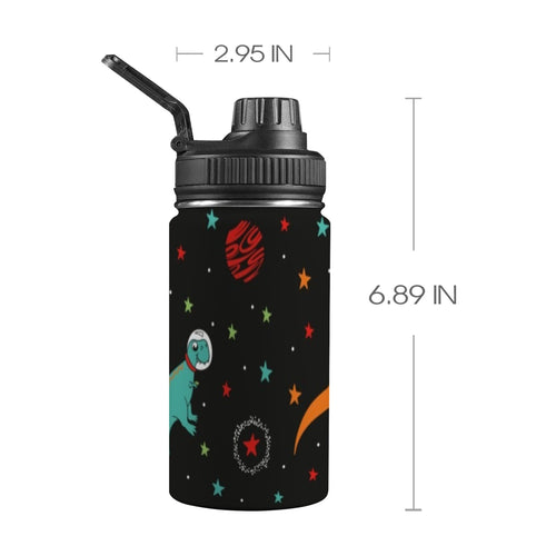 Astronaut Dinosaurs - Kids Water Bottle with Chug Lid (12 oz) One Size Kids Water Bottle with Chug Lid Printed Offshore Space