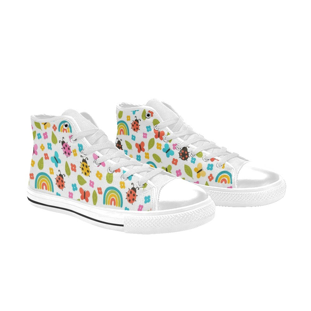 Ladybugs And Rainbows - Kids' High Top Canvas Shoes Kids High Top Canvas Shoes animal Printed Offshore
