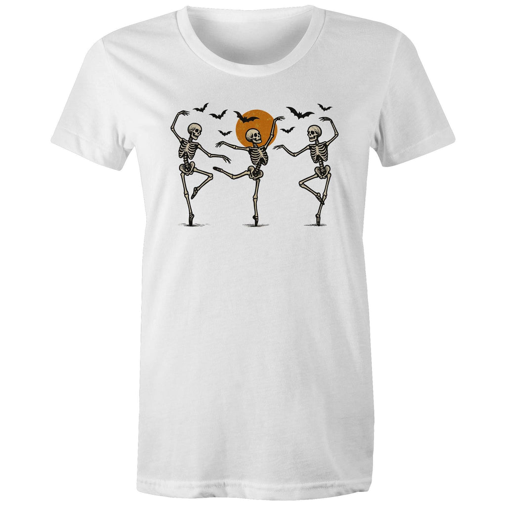 Skeleton Dance, Halloween - Womens T-shirt White Womens T-shirt Halloween Printed In Australia