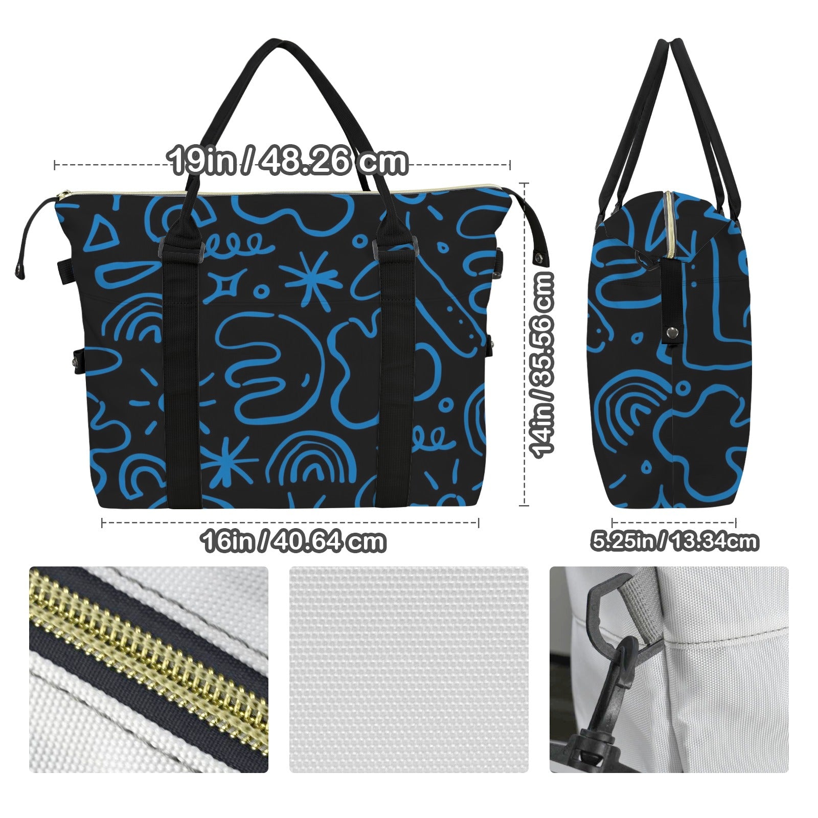 Blue Squiggle Duffle Bag-Simple (Model 1715) Duffle Bag-Simple (1715)