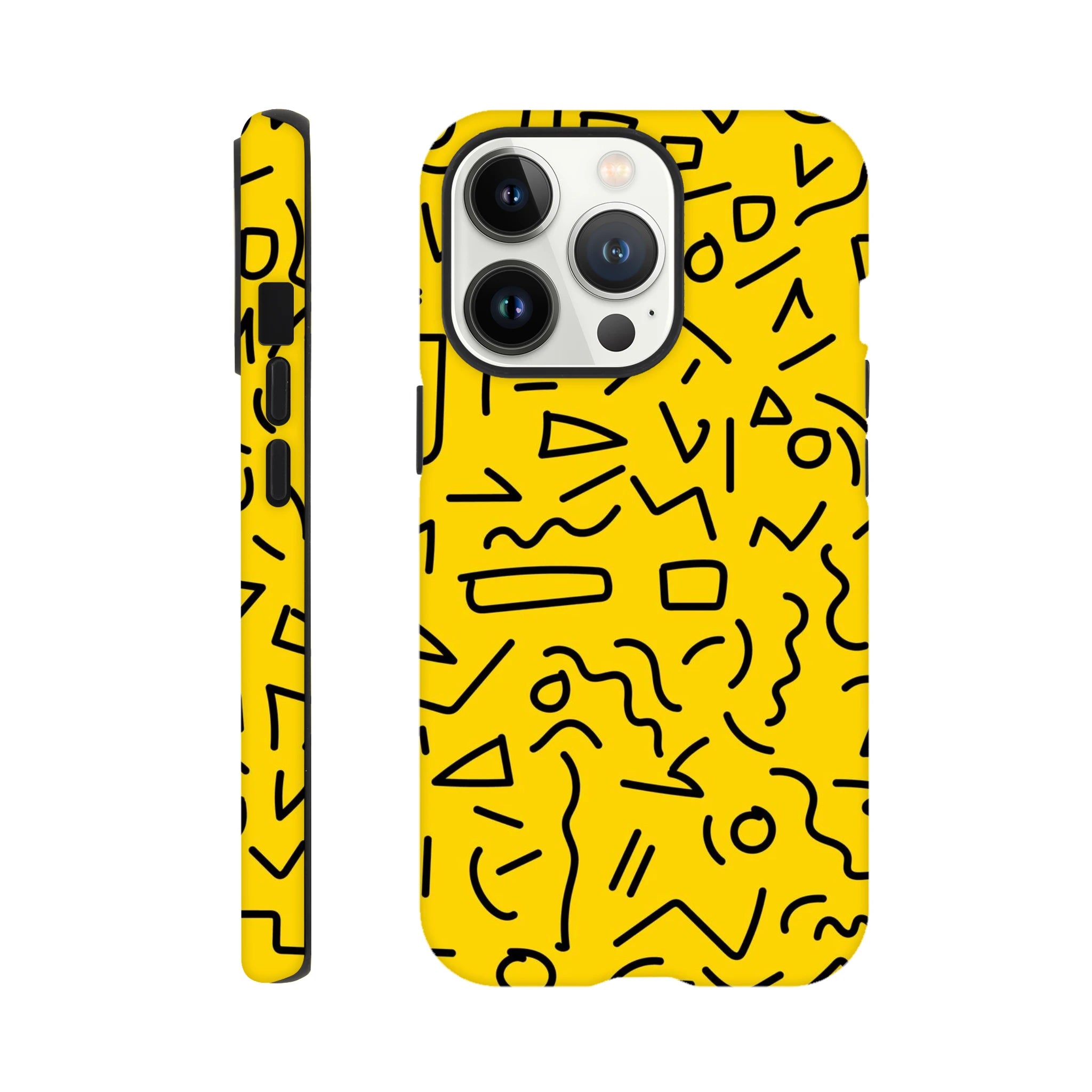 Yellow Black Graphic Squiggle - Apple iPhone Tough case iPhone 13 Pro iPhone Tough Case Globally Fulfilled Retro