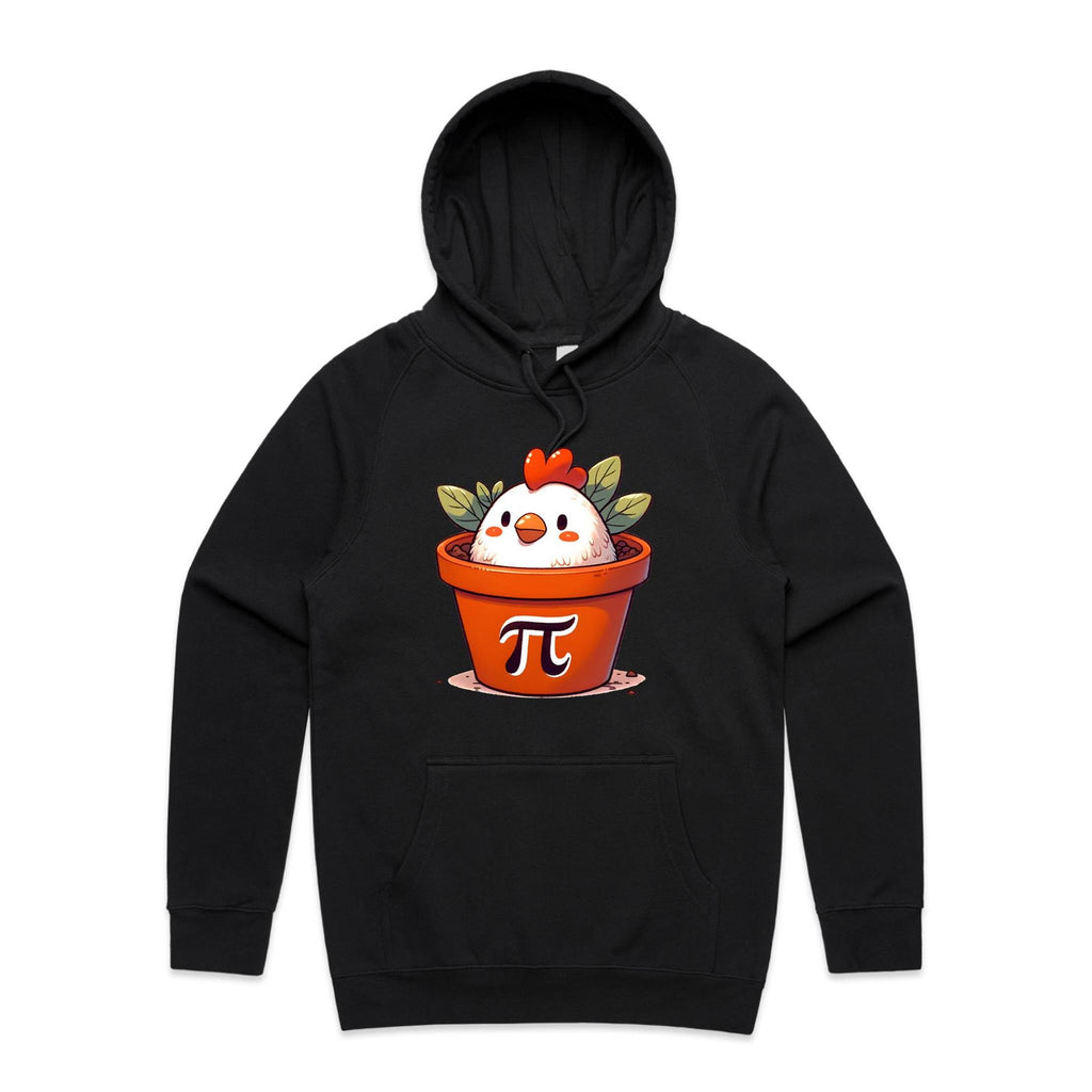 Chicken Pot Pi - Mens Hoodie Black Mens Hoodie animal Food Maths Printed In Australia