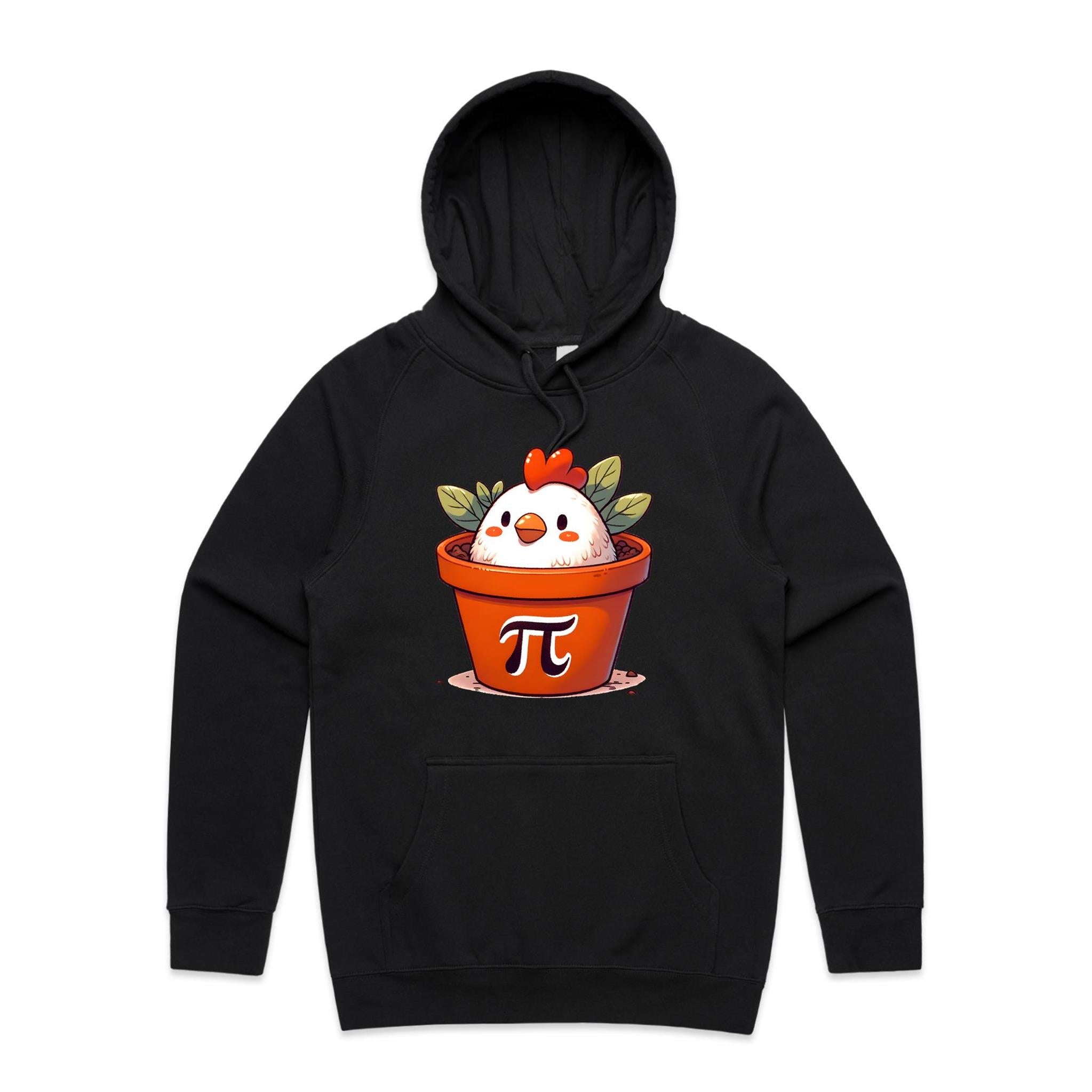 Chicken Pot Pi - Mens Hoodie Black Mens Hoodie animal Food Maths Printed In Australia