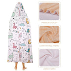 Quirky Dinosaurs Kids Hooded Blanket 100cm x 130cm