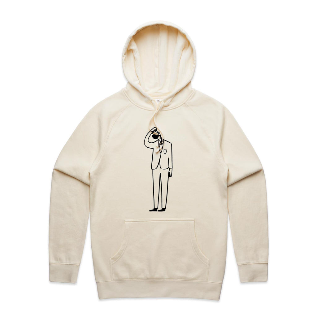 Coffee Brain - Mens Hoodie Ecru Mens Hoodie Coffee Printed In Australia