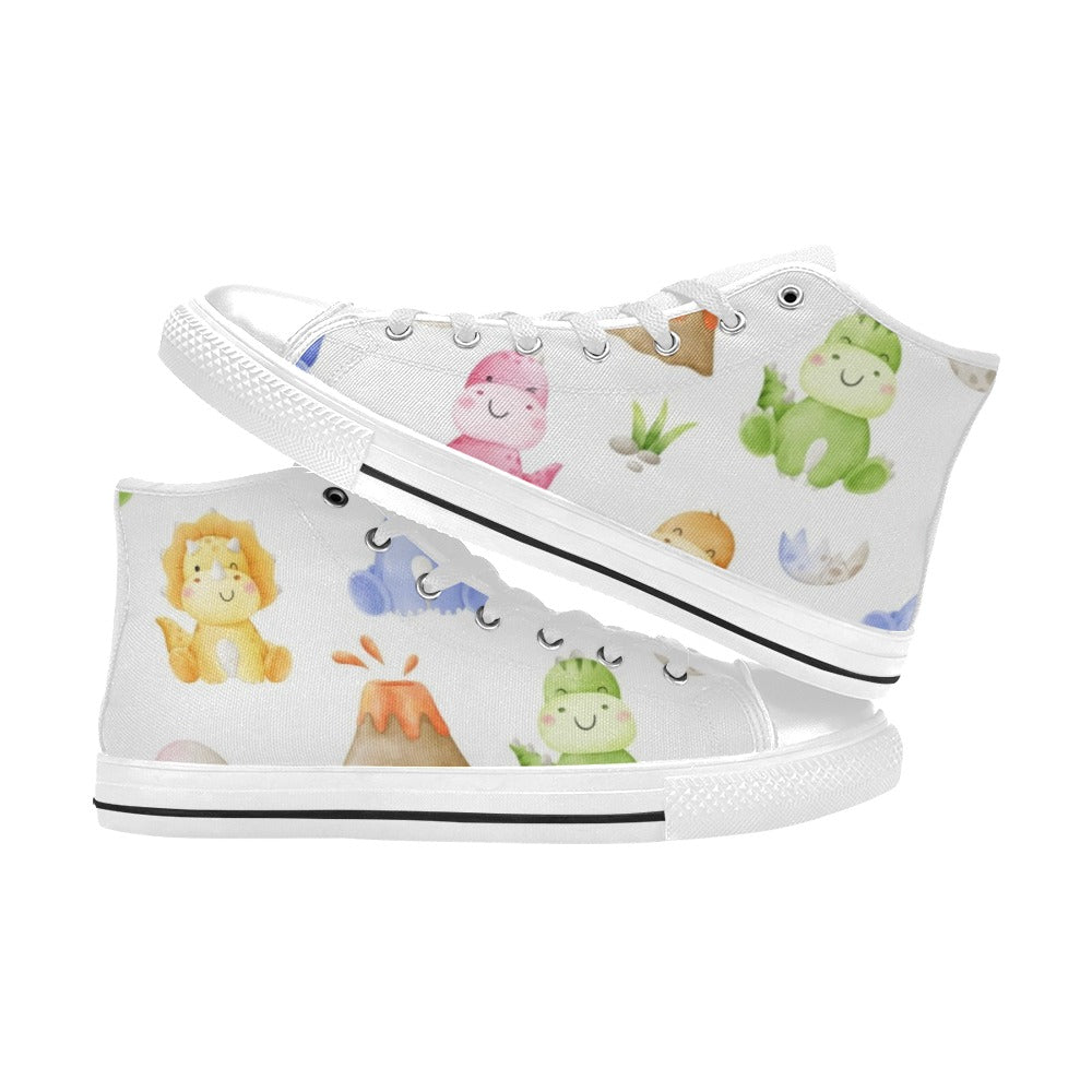 Hatching Dinosaurs - Kids High Top Canvas Shoes