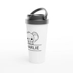 Personalise - Elephant Name - White 15oz Stainless Steel Travel Mug Personalised Travel Mug animal customise Globally Fulfilled Name personalise
