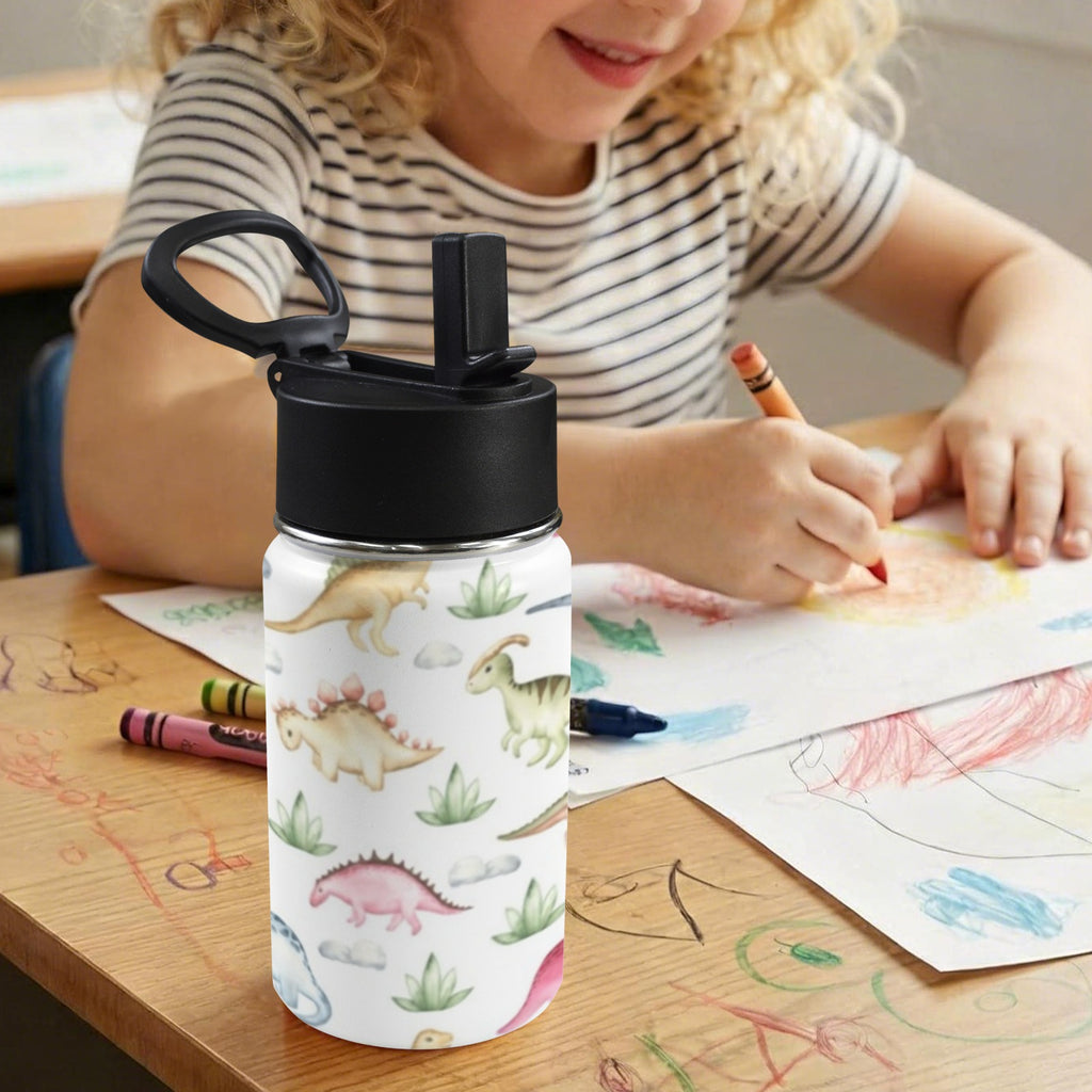 Dinosaur Garden 12oz Kids Water Bottle with Straw Lid