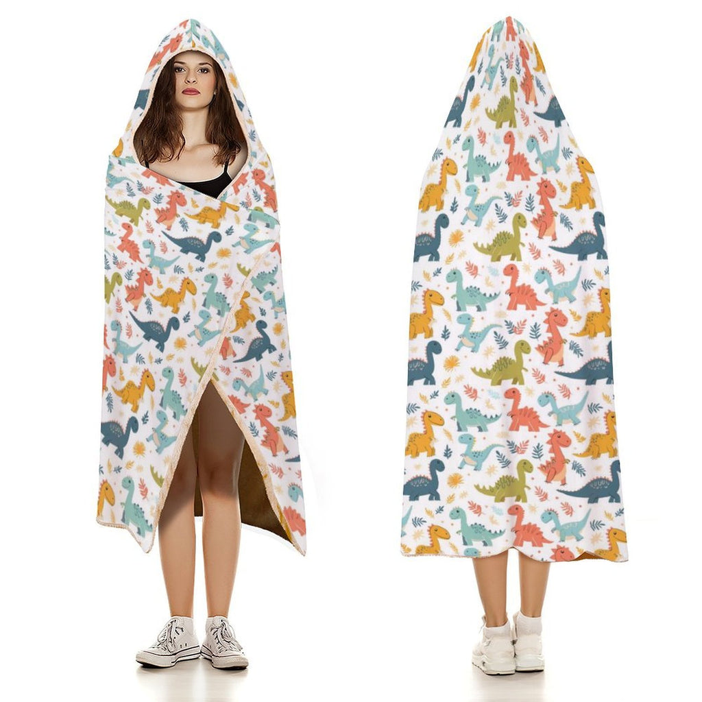 Colourful Dinosaurs Kids Hooded Blanket 100cm x 130cm Kids Hooded Blanket animal Printed Offshore